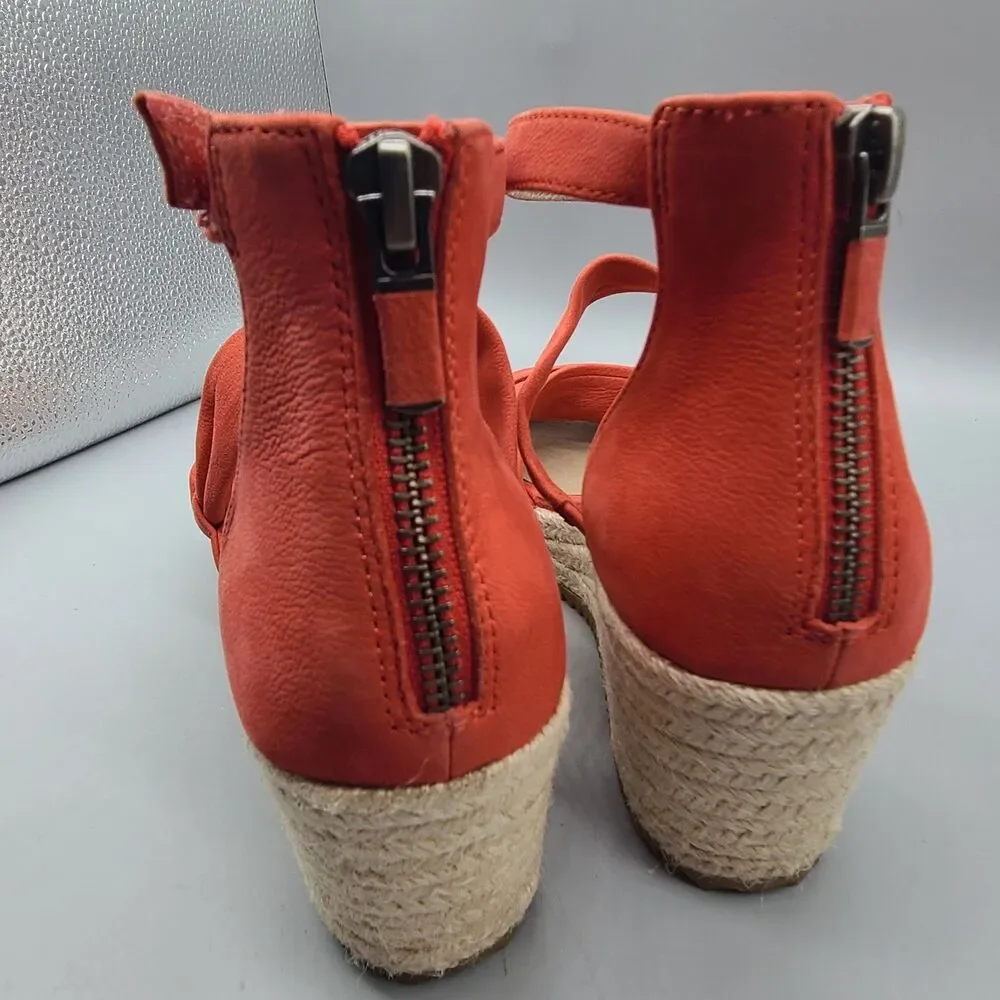 Eileen Fisher sandals Womens Wisp Espadrille Wedge heel  coral ankle US 8 M  new